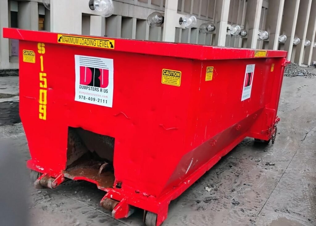 15 Yard Dumpster Rental Delivered to Boston Construction Site for Construction & Demolition Debris