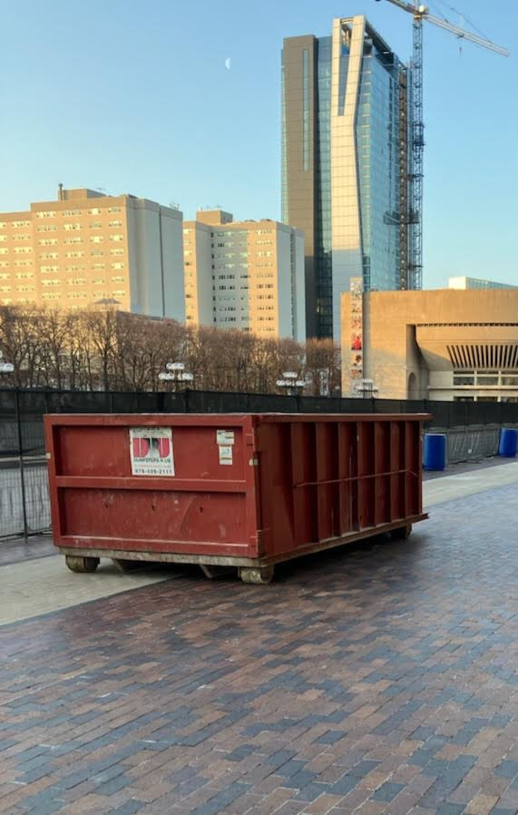 15 Yard Dumpster Rental Delivered for ABC Construction Job in Boston, MA by DRU South