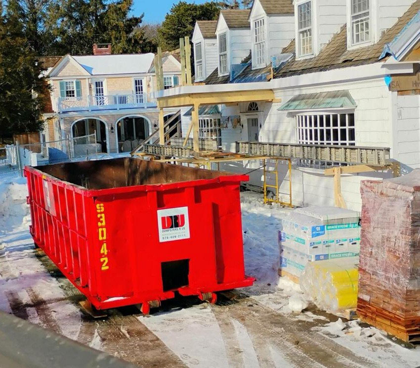 30 Yard Dumpster Rental Delivered in Osterville, Barnstable, MA for House Renovation by DRU South